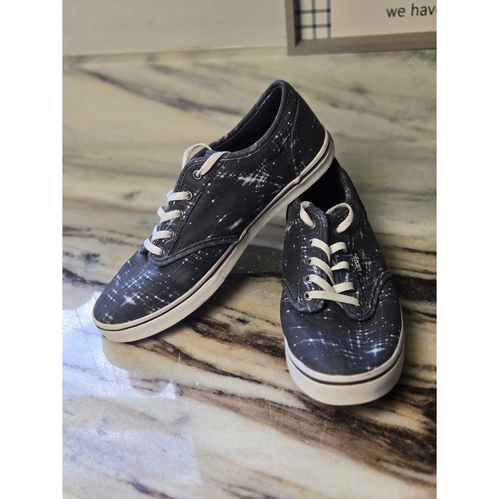 Vans Authentic Galaxy‎ Print Black White Low Top Sneakers W 6.5  Space Celestial